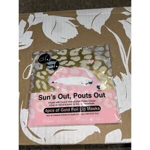 NEW SUN'S OUT, POUTS OUT - GOLD FOIL LIP MASK Pack Of 4 Sealed Glam Girls Night